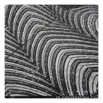 Bordado de tecido de renda de laca bordados em tecido bordado de pano preto para vestidos